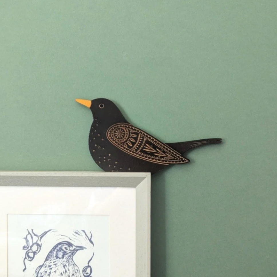 Wooden Blackbird Door or Frame Topper — Etchable Laser Design